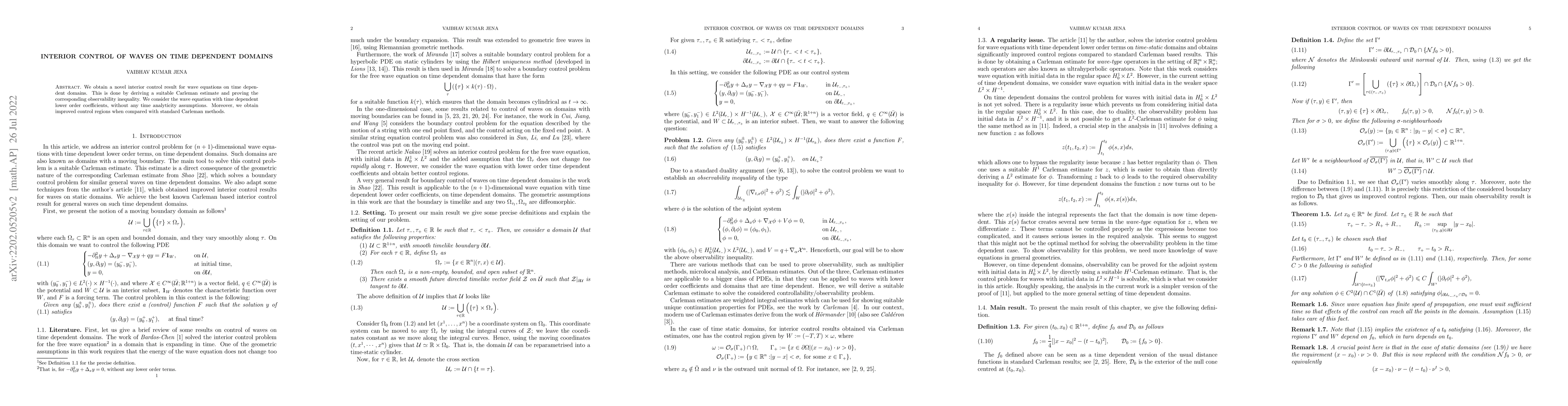 Thumbnail for Interior control of waves on time dependent domains