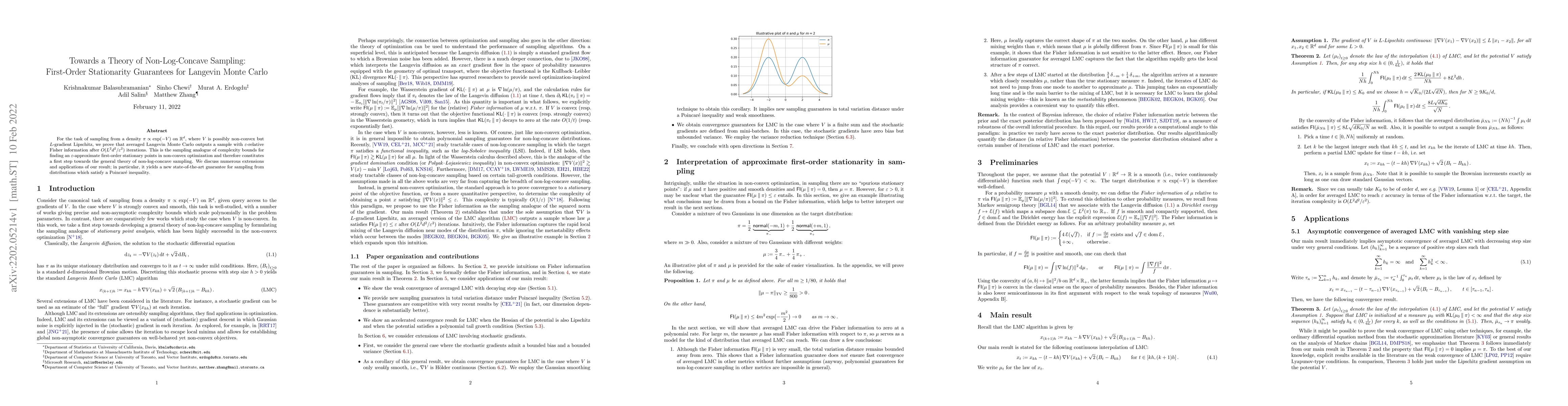 Thumbnail for Towards a Theory of Non-Log-Concave Sampling: First-Order Stationarity
  Guarantees for Langevin Monte Carlo