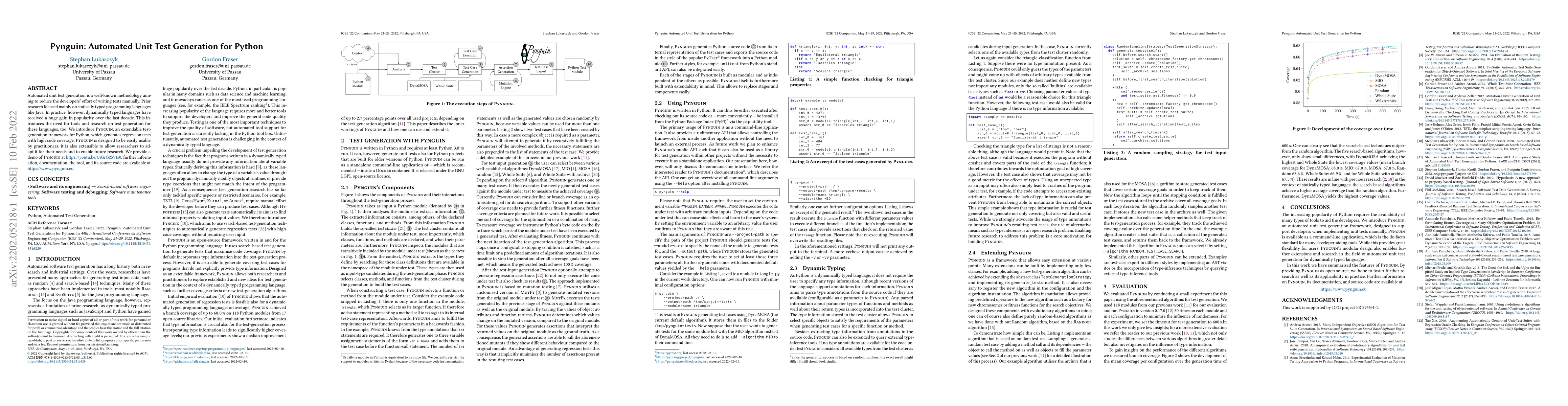 Thumbnail for Pynguin: Automated Unit Test Generation for Python