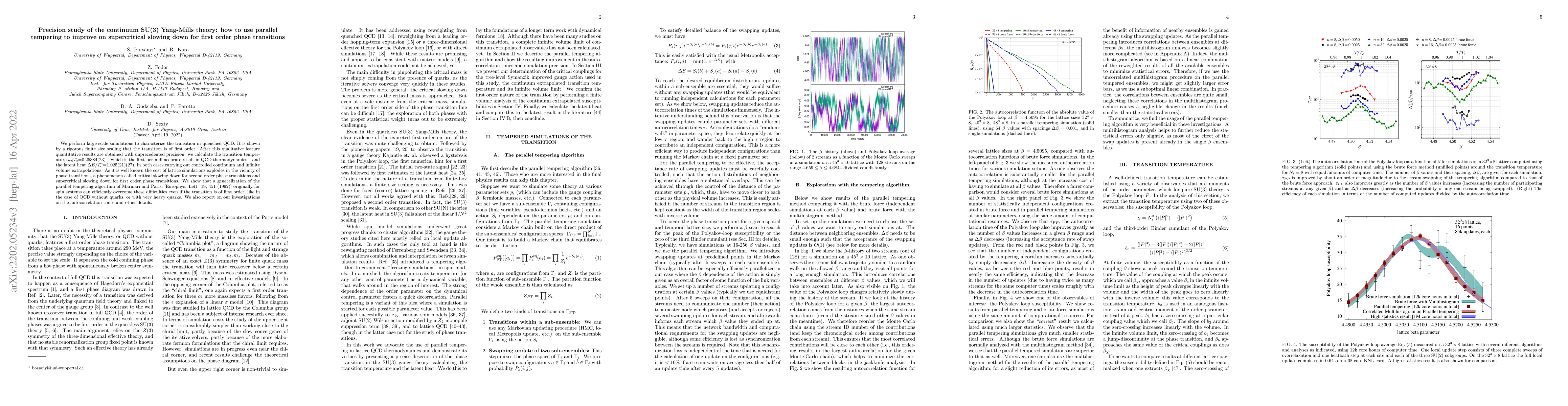 Thumbnail for Precision study of the continuum SU(3) Yang-Mills theory: how to use
  parallel tempering to improve on supercritical slowing down for first order
  phase transitions