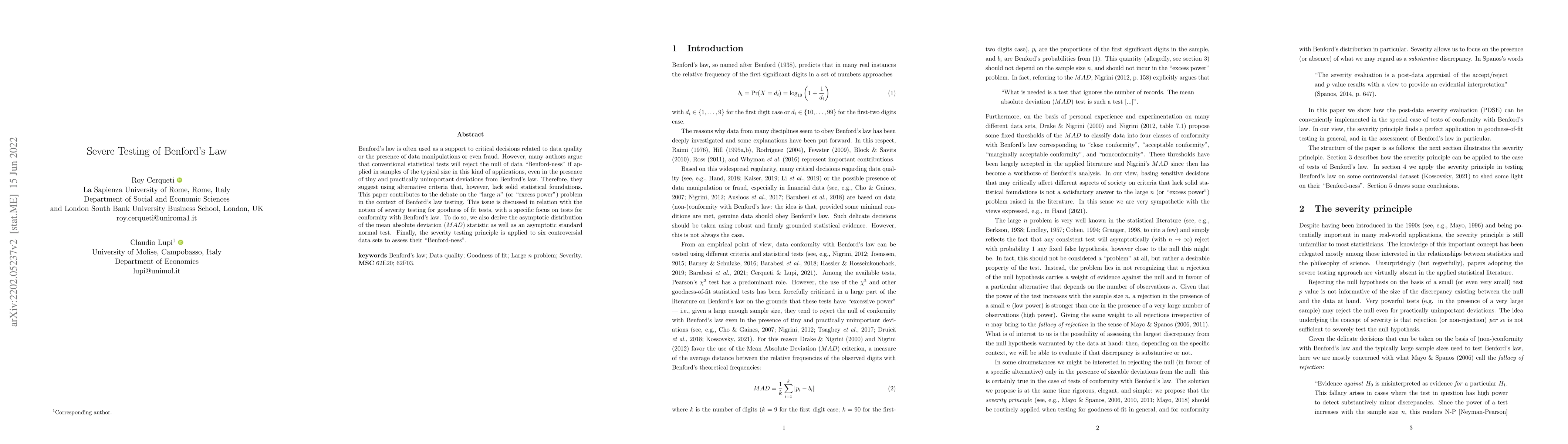 Thumbnail for Severe testing of Benford's law
