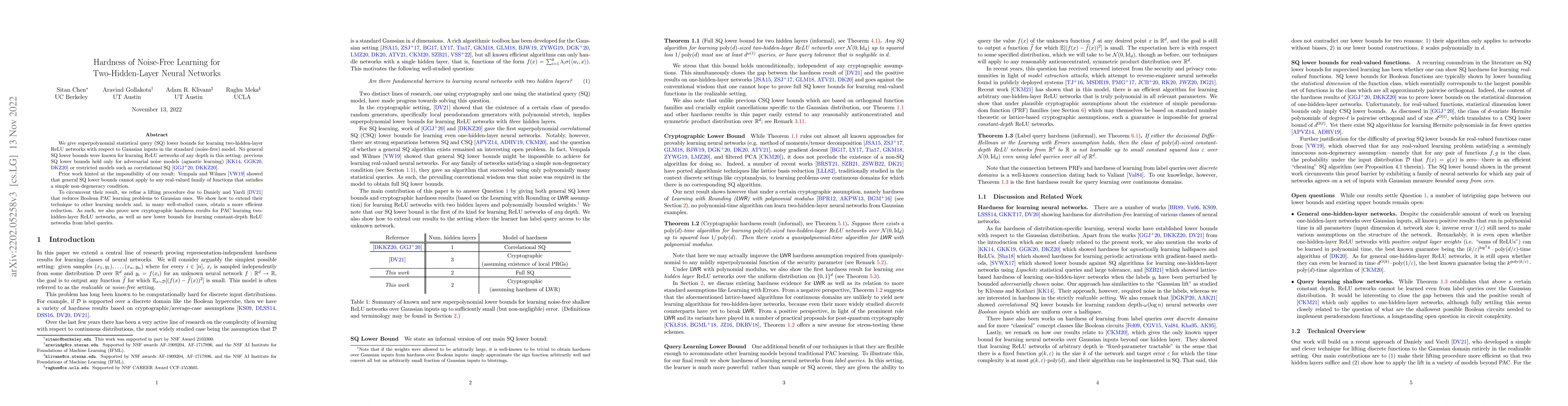 Thumbnail for Hardness of Noise-Free Learning for Two-Hidden-Layer Neural Networks