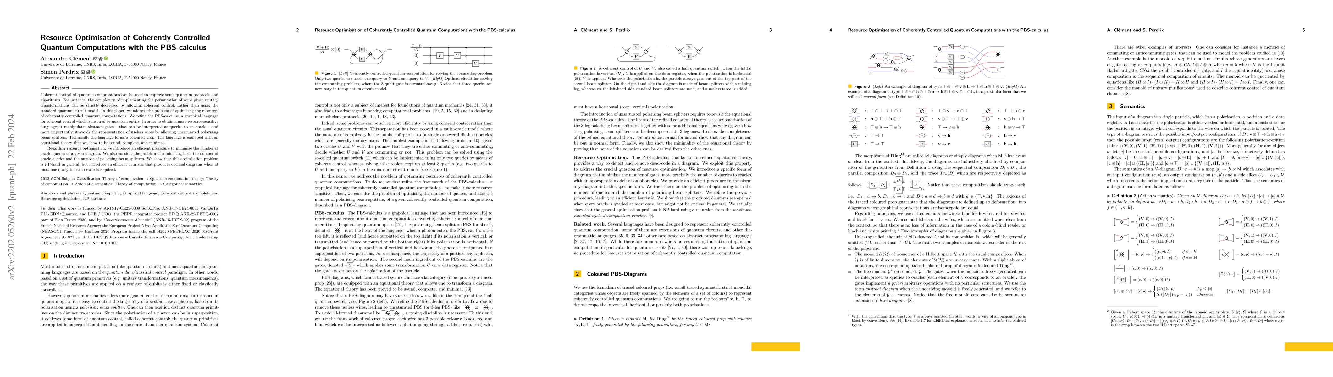 Thumbnail for Resource Optimisation of Coherently Controlled Quantum Computations with
  the PBS-calculus