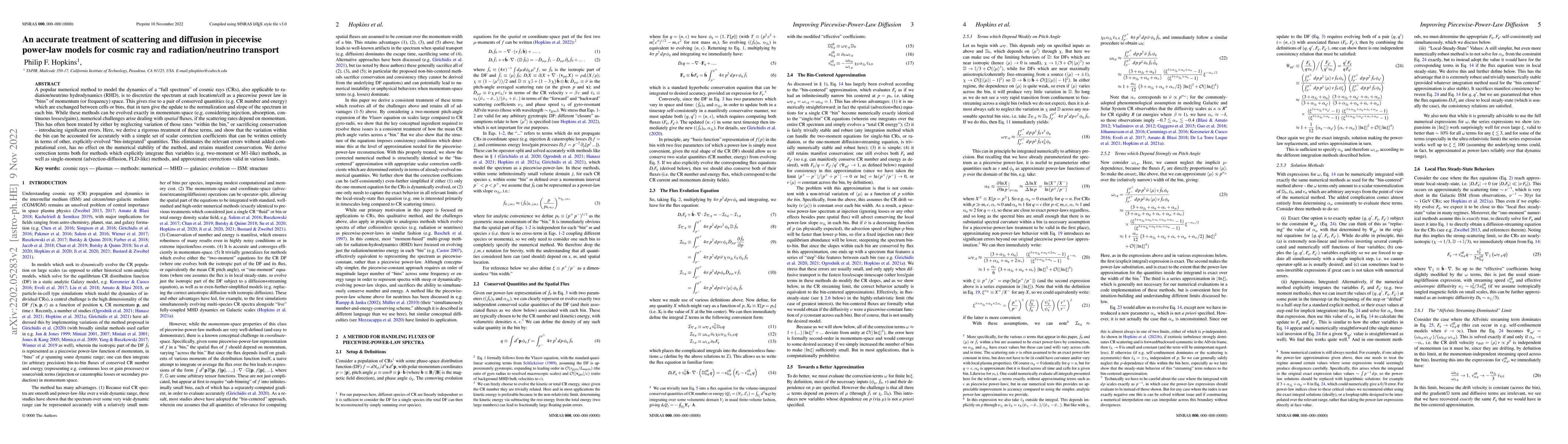 Thumbnail for An accurate treatment of scattering and diffusion in piecewise power-law
  models for cosmic ray and radiation/neutrino transport