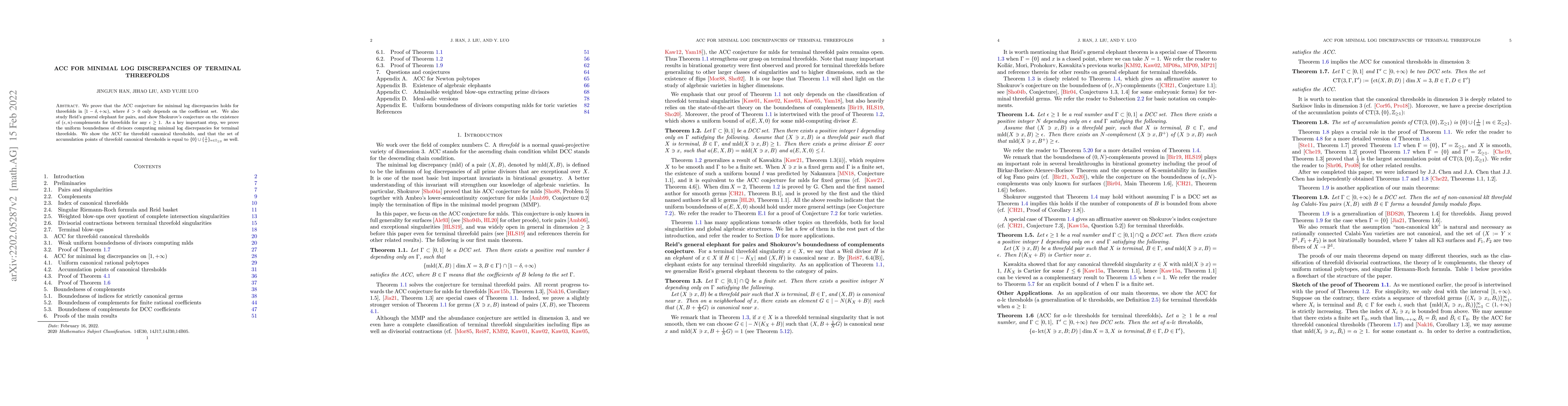 Thumbnail for ACC for minimal log discrepancies of terminal threefolds