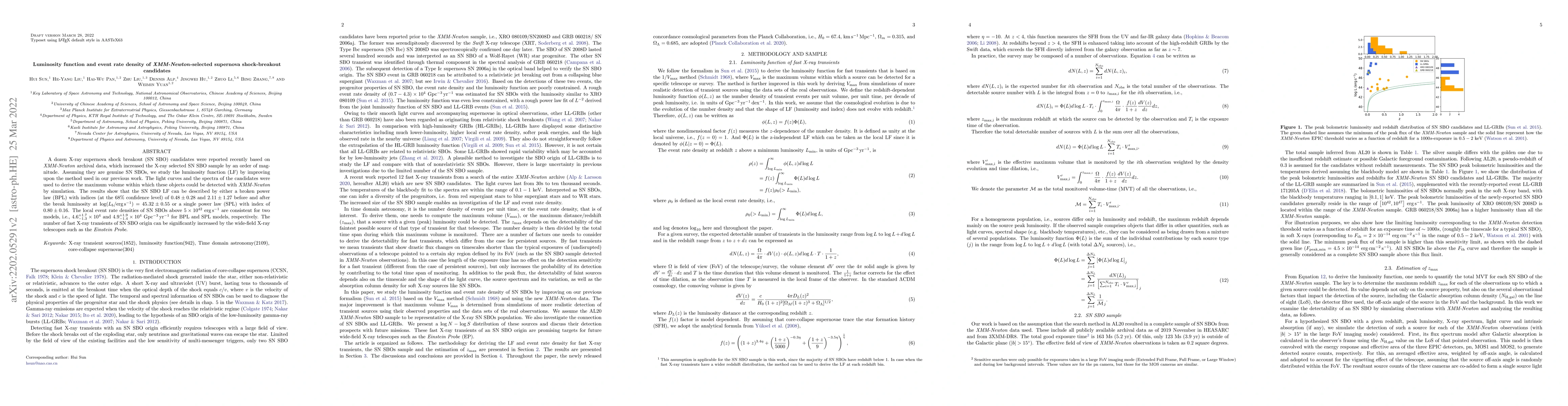 Thumbnail for Luminosity function and event rate density of XMM-Newton-selected
  supernova shock-breakout candidates