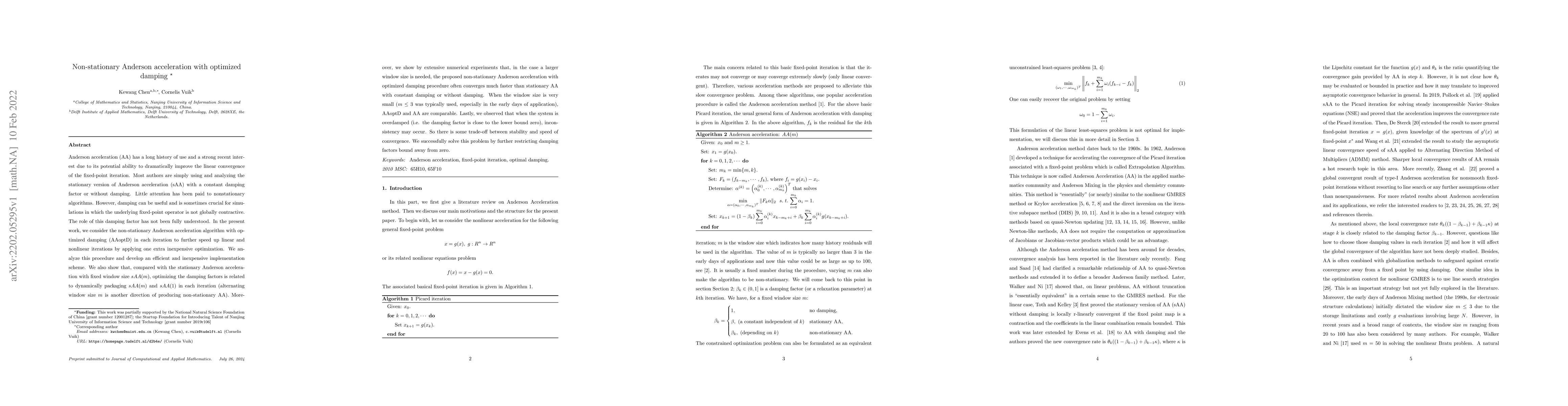 Thumbnail for Non-stationary Anderson acceleration with optimized damping