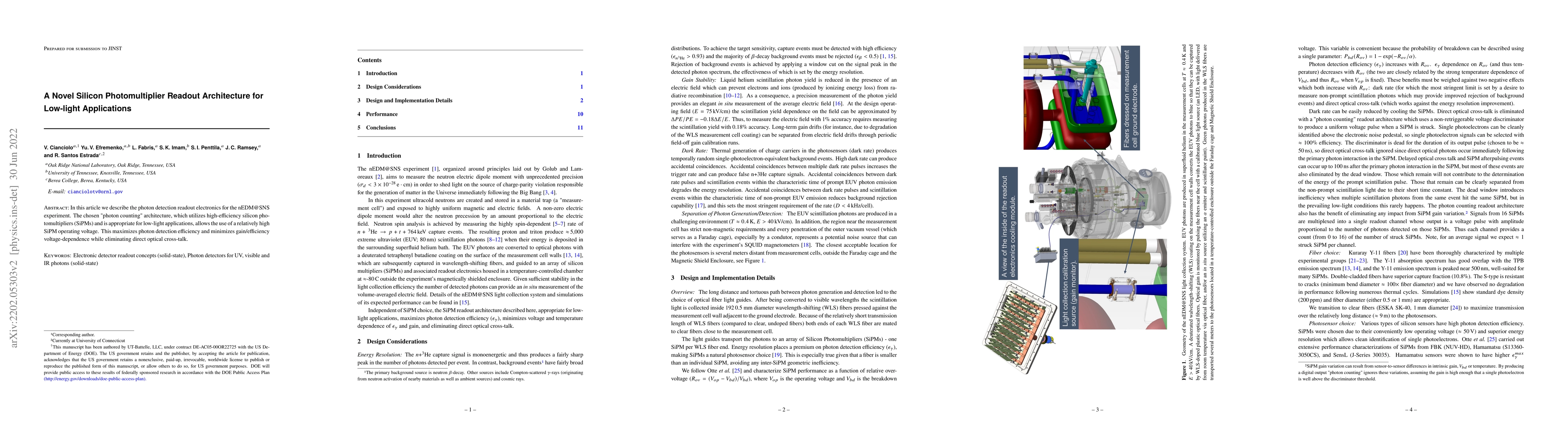 Thumbnail for A Novel Silicon Photomultiplier Readout Architecture for Low-light
  Applications