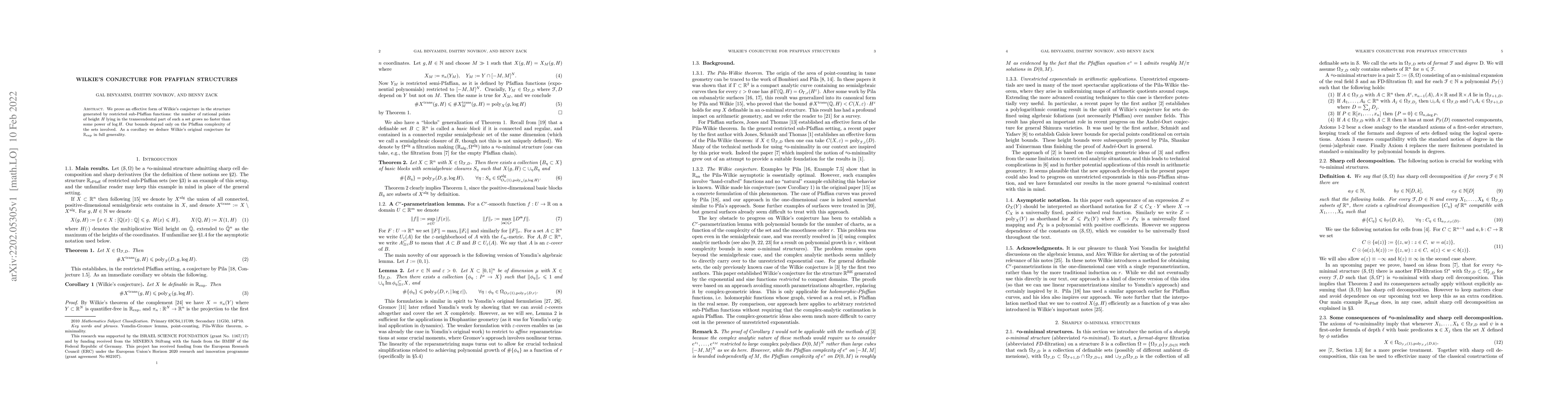 Thumbnail for Wilkie's conjecture for Pfaffian structures