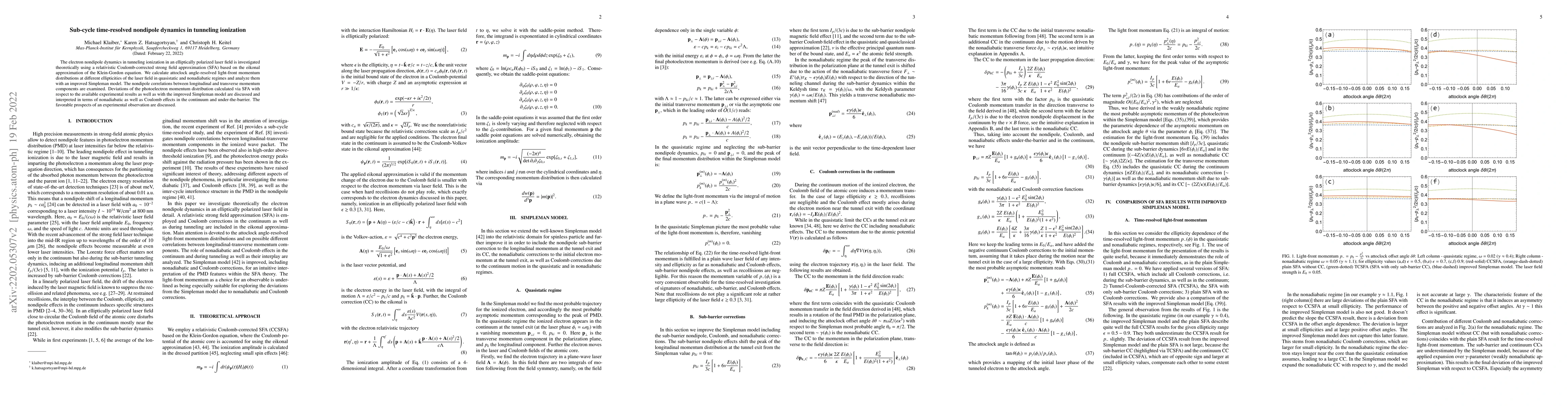 Thumbnail for Sub-cycle time-resolved nondipole dynamics in tunneling ionization