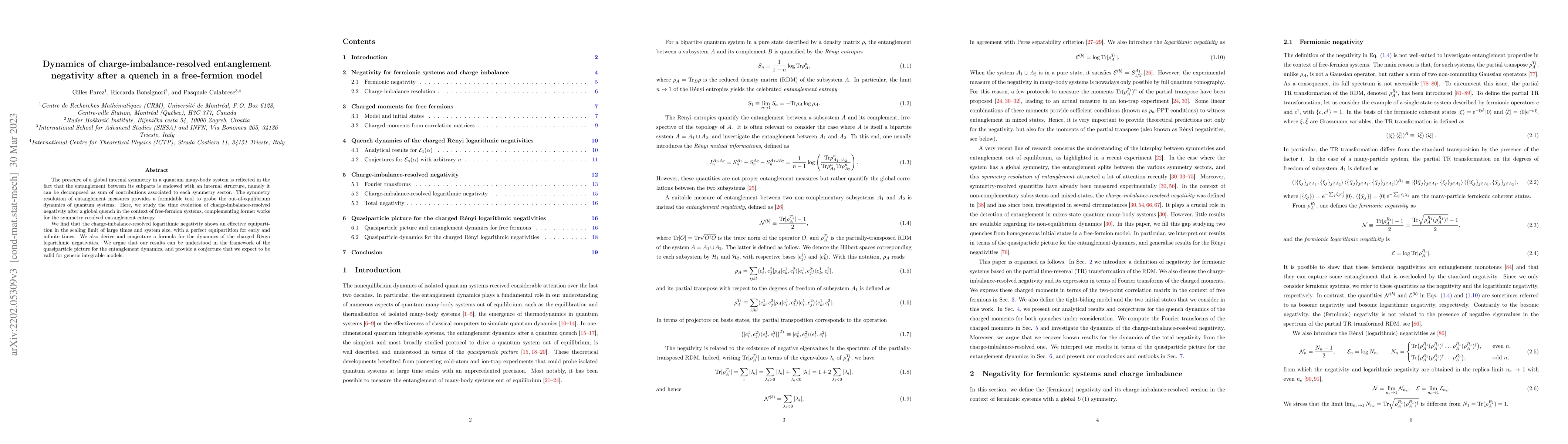 Thumbnail for Dynamics of charge-imbalance-resolved entanglement negativity after a
  quench in a free-fermion model