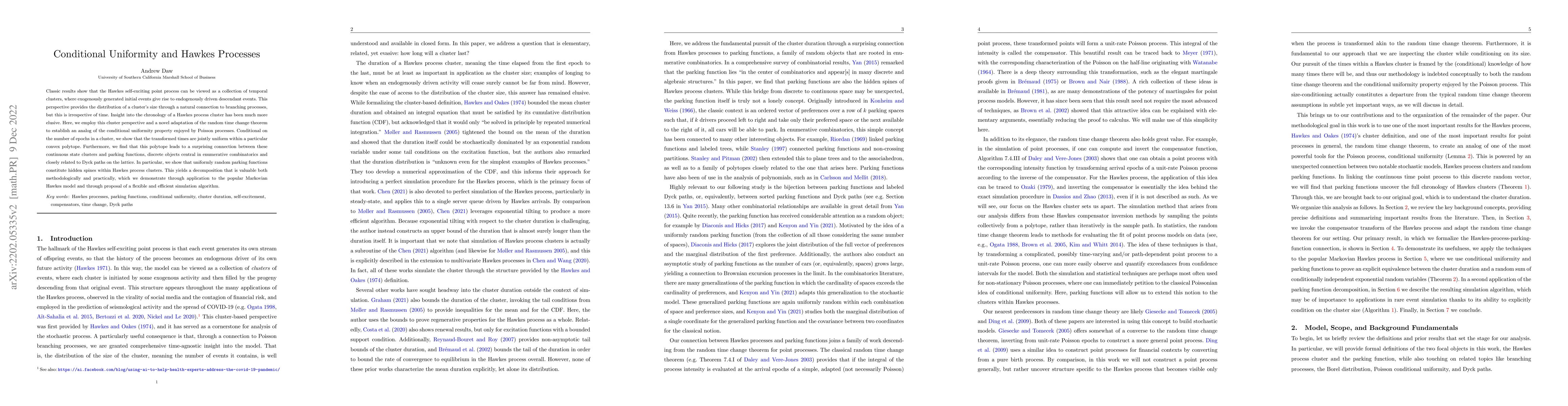 Thumbnail for Conditional Uniformity and Hawkes Processes