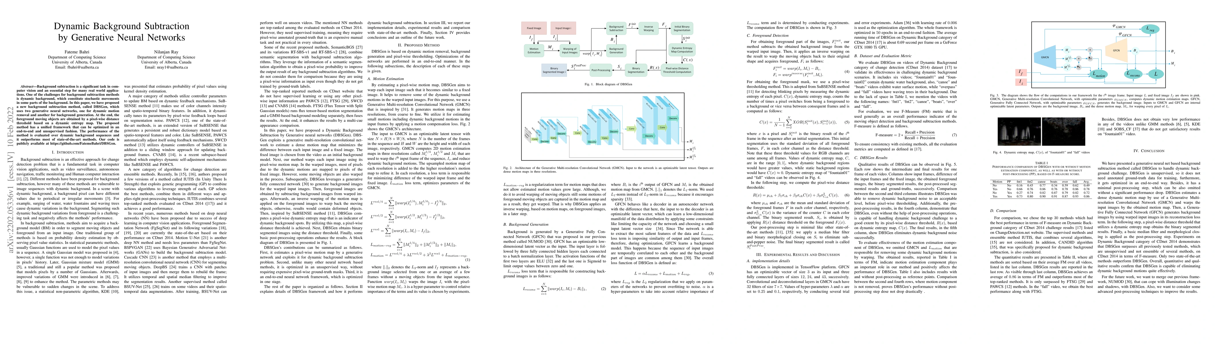 Thumbnail for Dynamic Background Subtraction by Generative Neural Networks