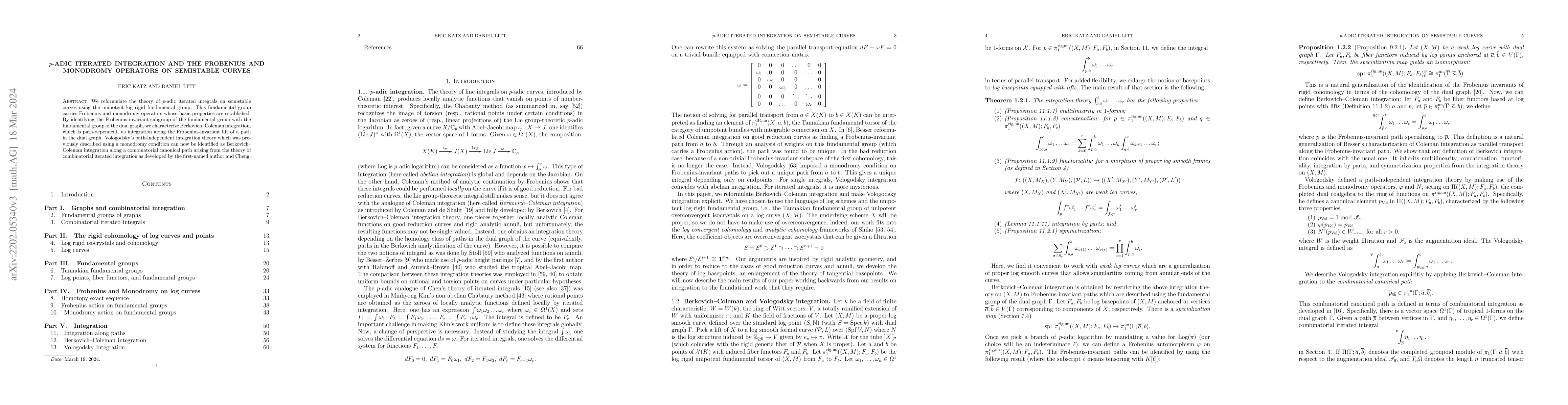 Thumbnail for p-adic iterated integration on semistable curves