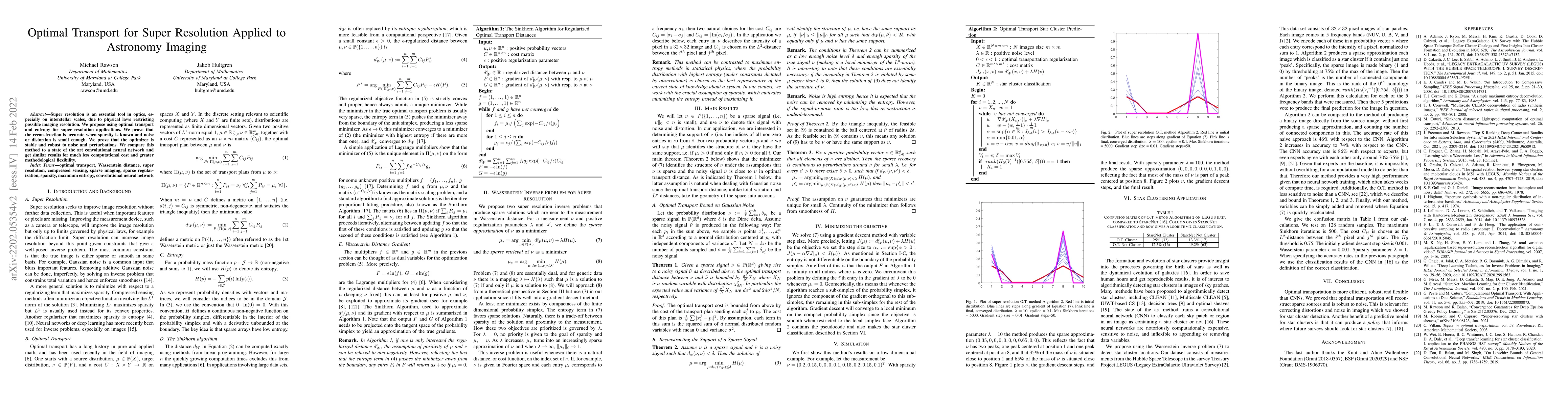 Thumbnail for Optimal Transport for Super Resolution Applied to Astronomy Imaging