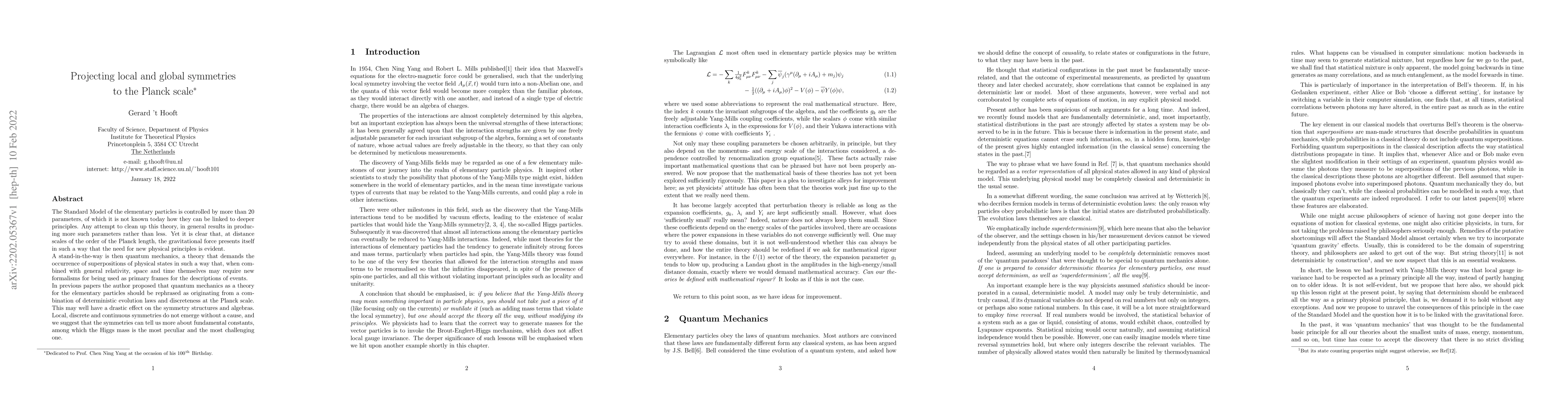 Thumbnail for Projecting local and global symmetries to the Planck scale