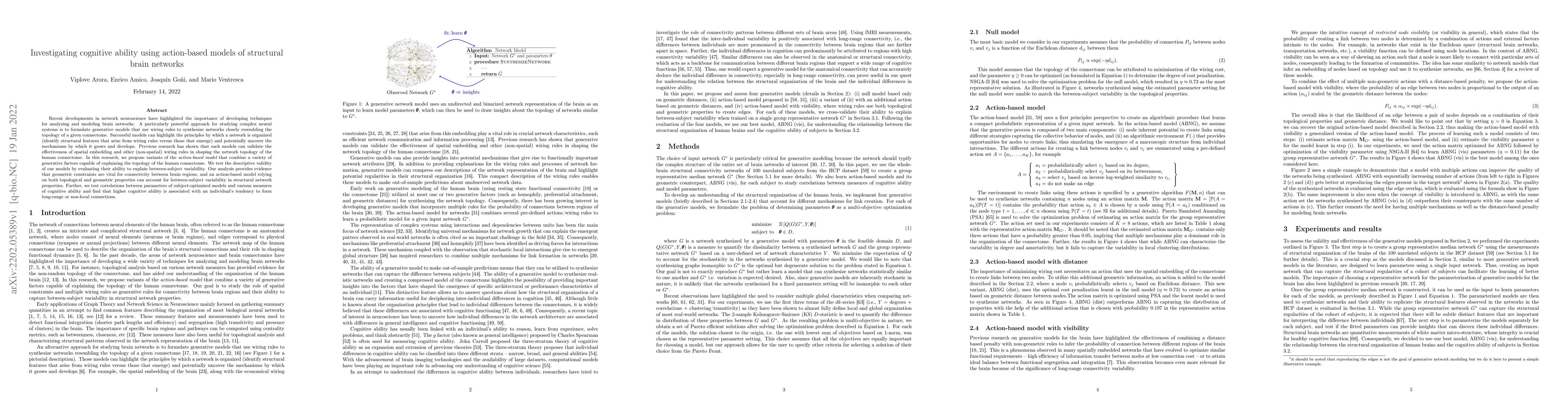 Thumbnail for Investigating cognitive ability using action-based models of structural
  brain networks