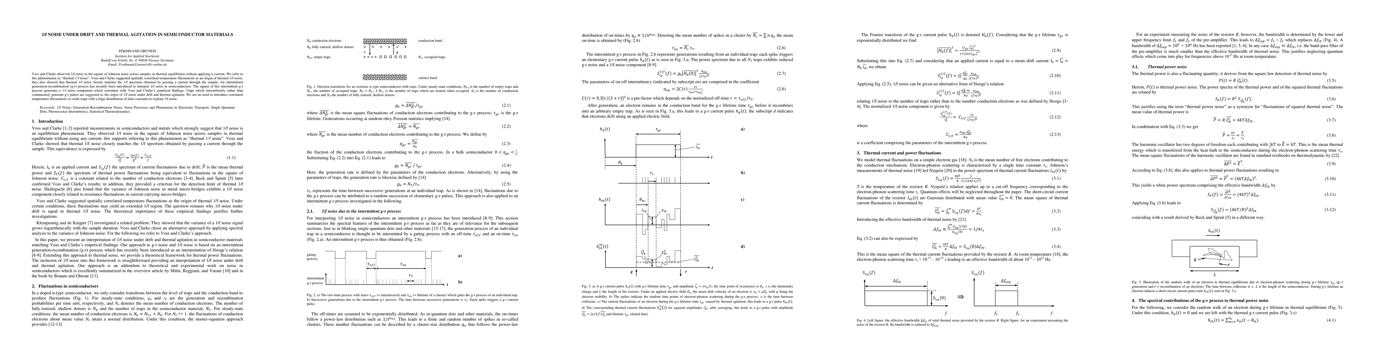Thumbnail for 1/f Noise Under Drift And Thermal Agitation In Semiconductor Materials