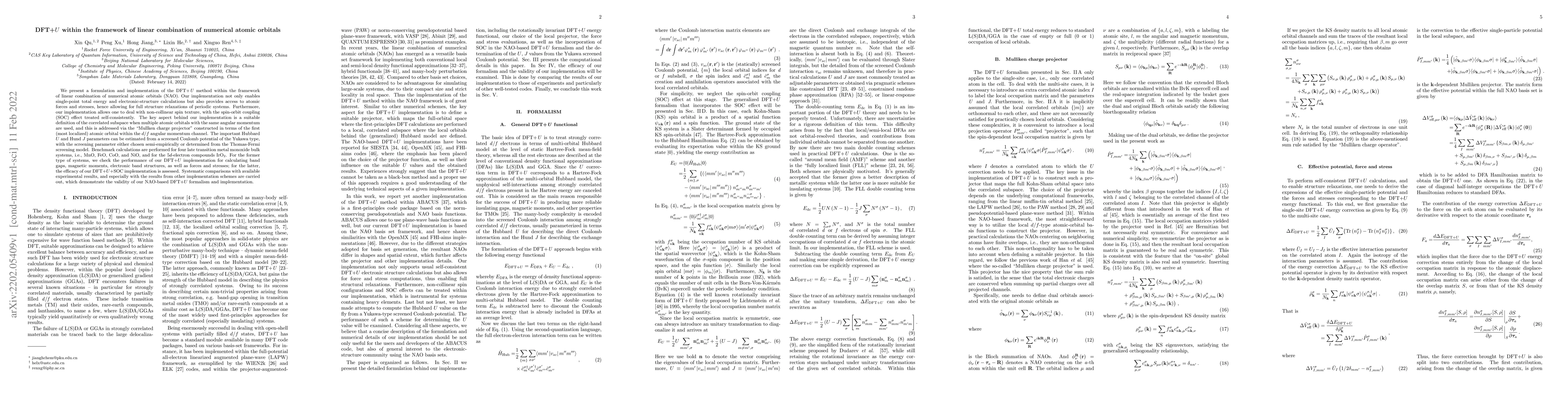 Thumbnail for DFT+$U$ within the framework of linear combination of numerical atomic
  orbitals
