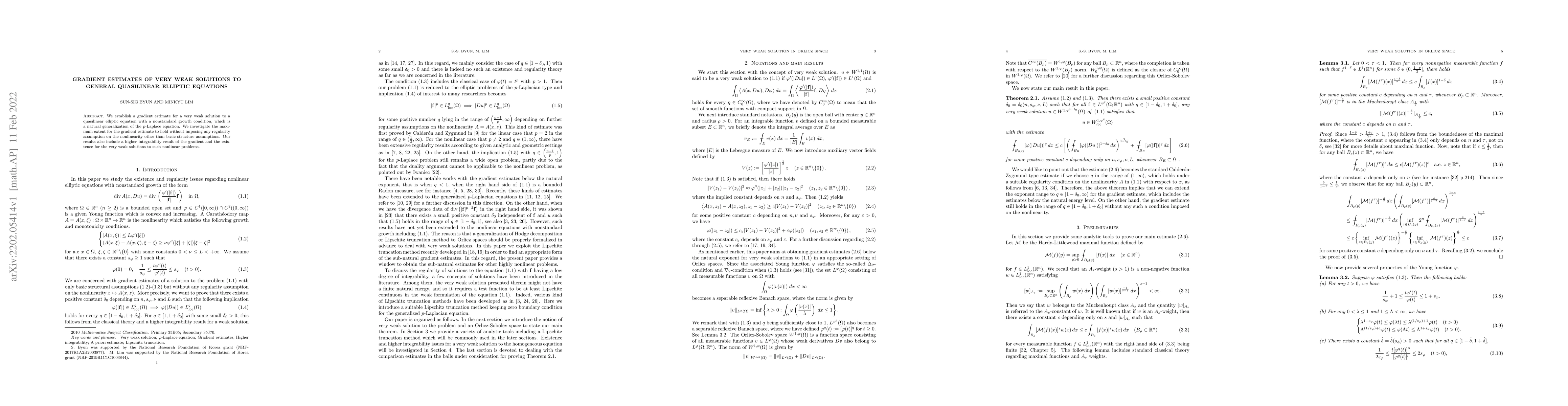 Thumbnail for Gradient estimates of very weak solutions to general quasilinear
  elliptic equations