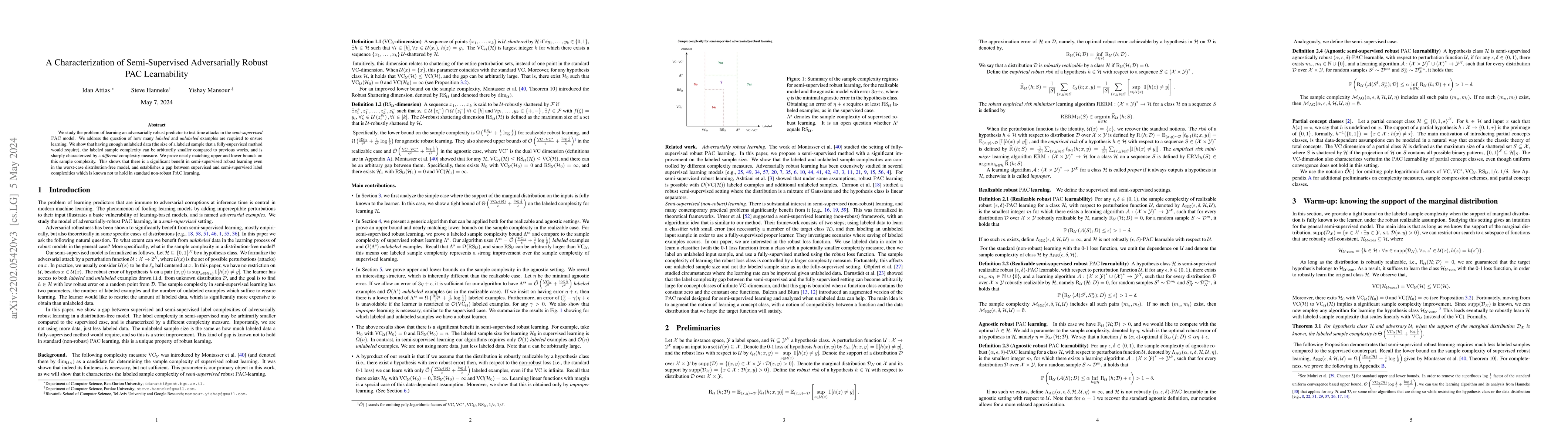 Thumbnail for A Characterization of Semi-Supervised Adversarially-Robust PAC
  Learnability