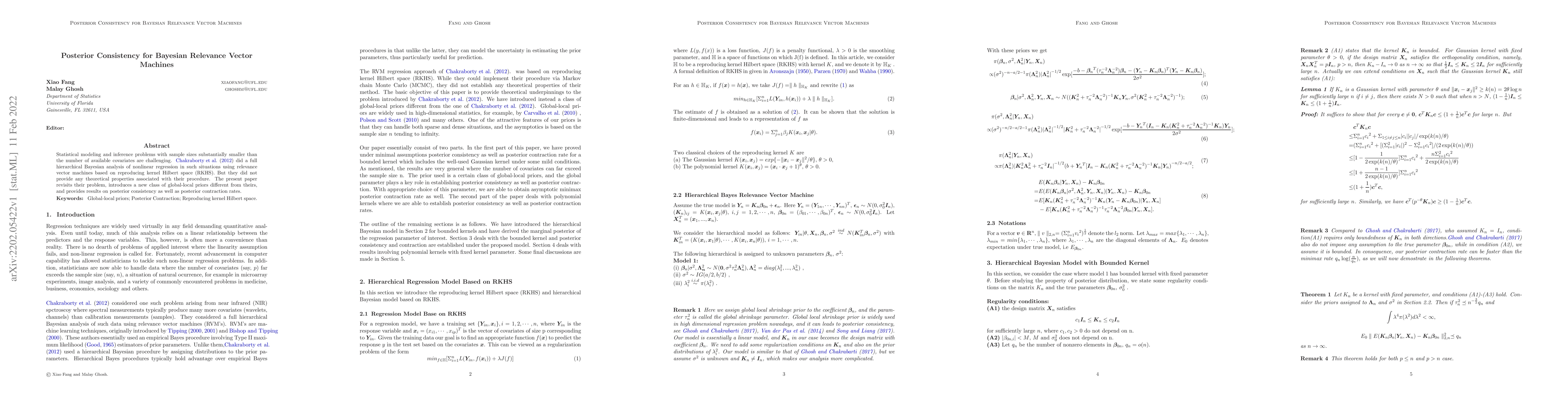 Thumbnail for Posterior Consistency for Bayesian Relevance Vector Machines