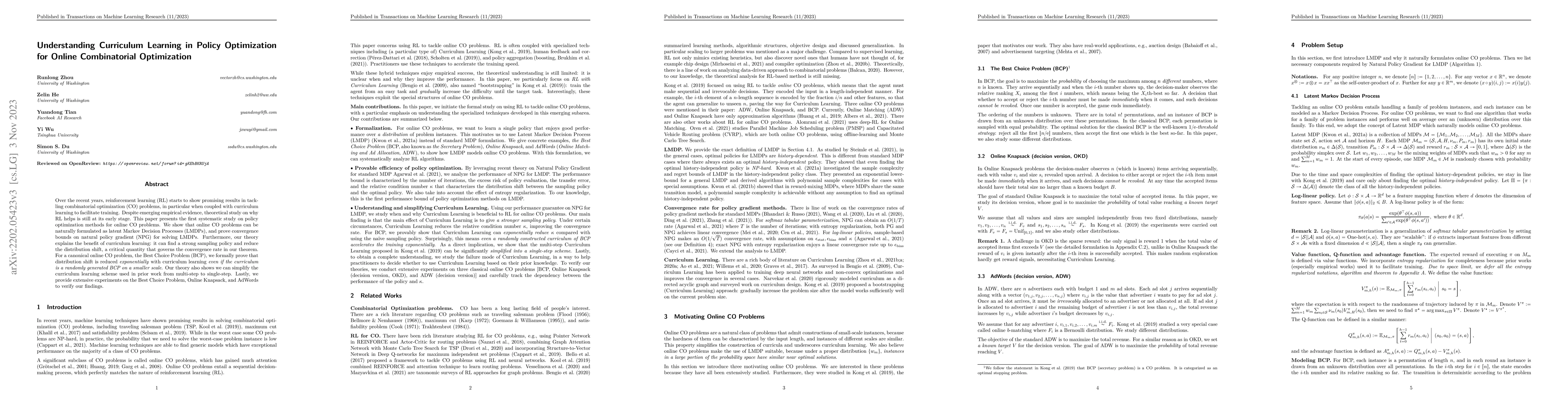 Thumbnail for Understanding Curriculum Learning in Policy Optimization for Online
  Combinatorial Optimization