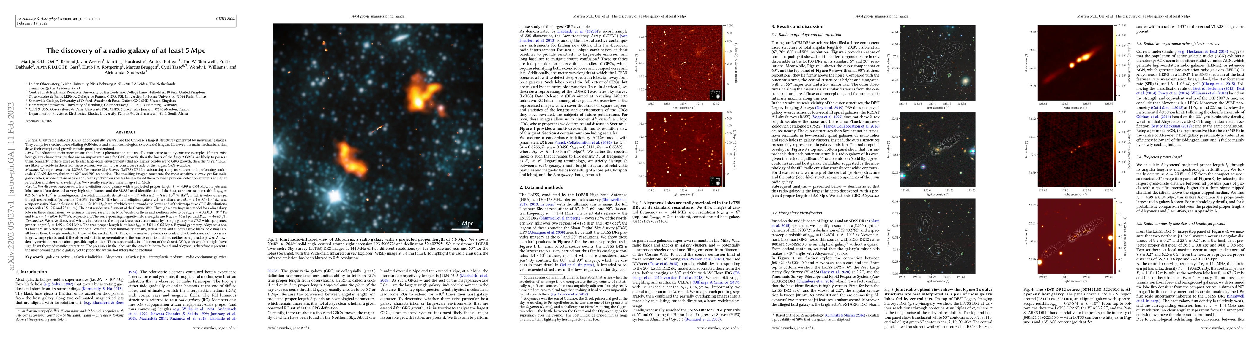 Thumbnail for The discovery of a radio galaxy of at least 5 Mpc