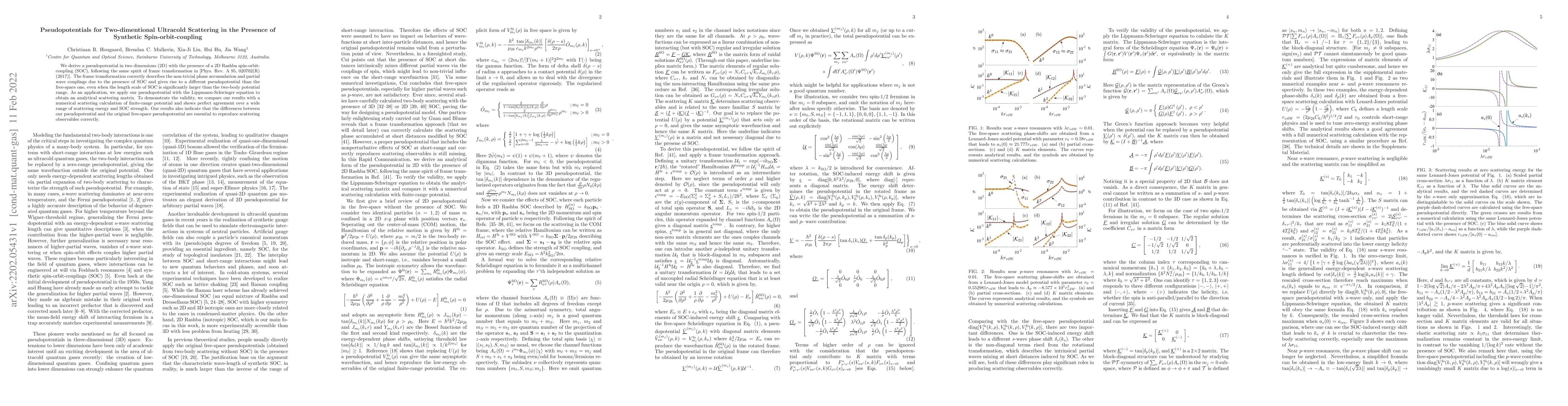 Thumbnail for Pseudopotentials for Two-dimentional Ultracold Scattering in the
  Presence of Synthetic Spin-orbit-coupling