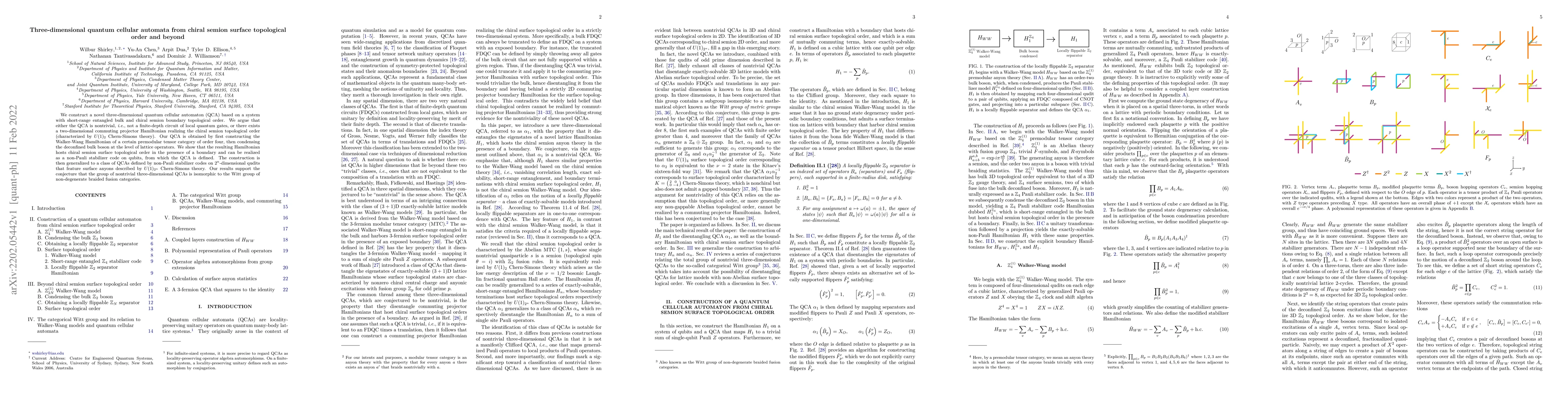 Thumbnail for Three-dimensional quantum cellular automata from chiral semion surface
  topological order and beyond