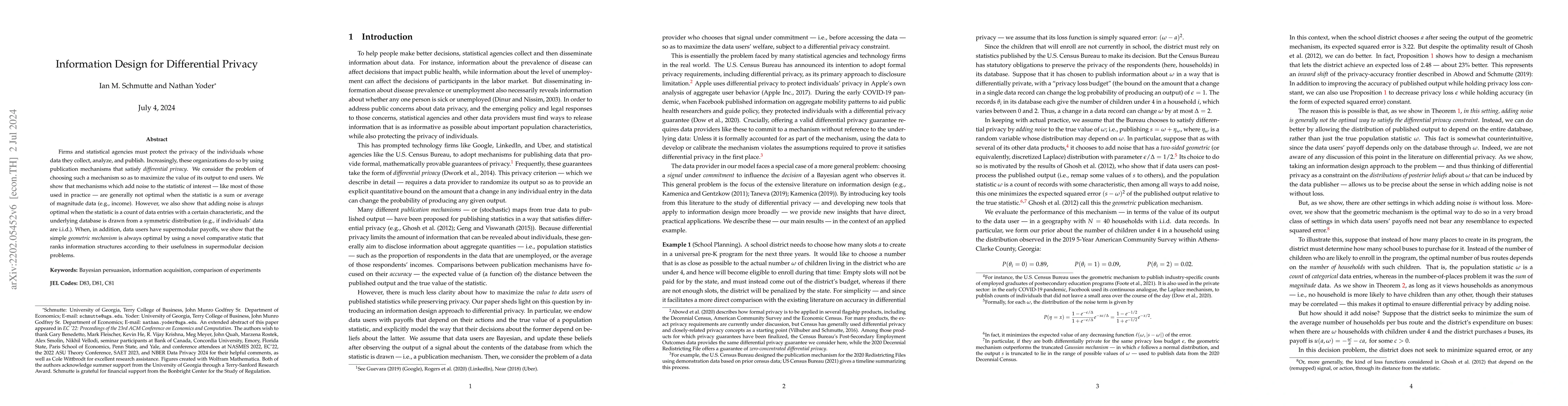 Thumbnail for Information Design for Differential Privacy