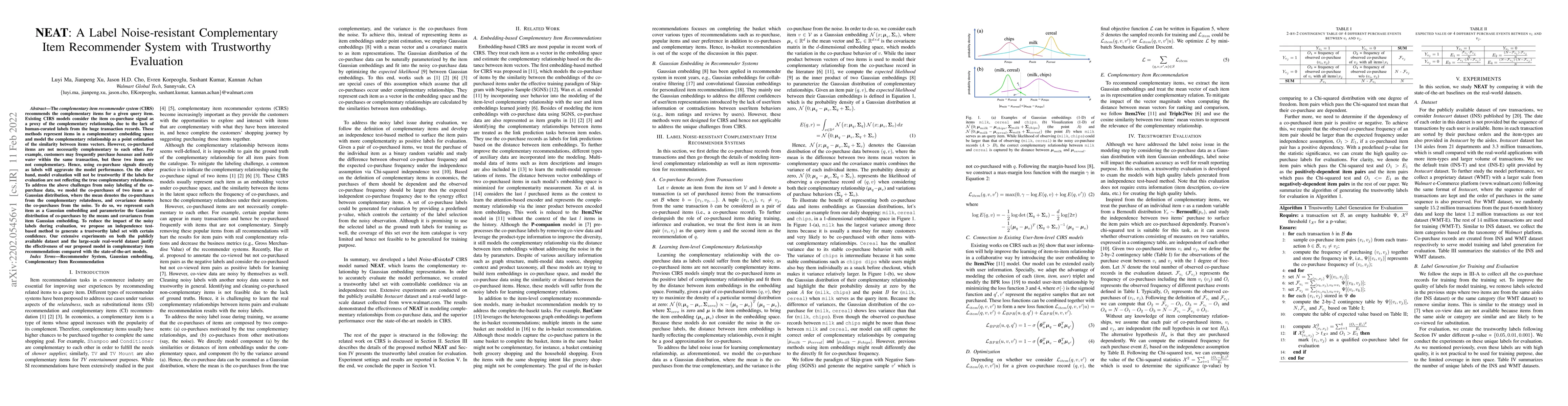 Thumbnail for NEAT: A Label Noise-resistant Complementary Item Recommender System with
  Trustworthy Evaluation