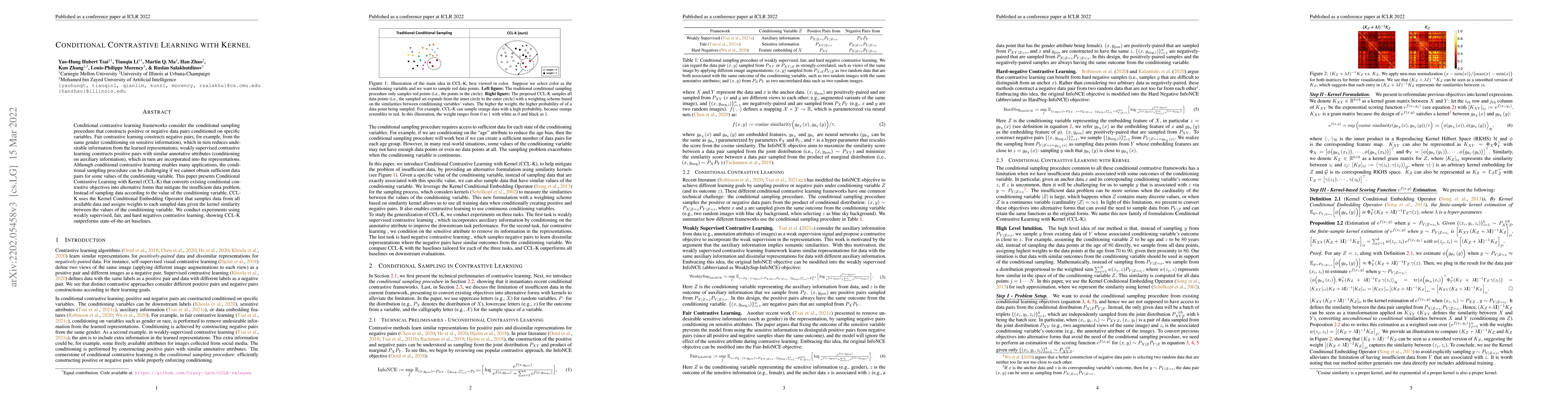 Thumbnail for Conditional Contrastive Learning with Kernel