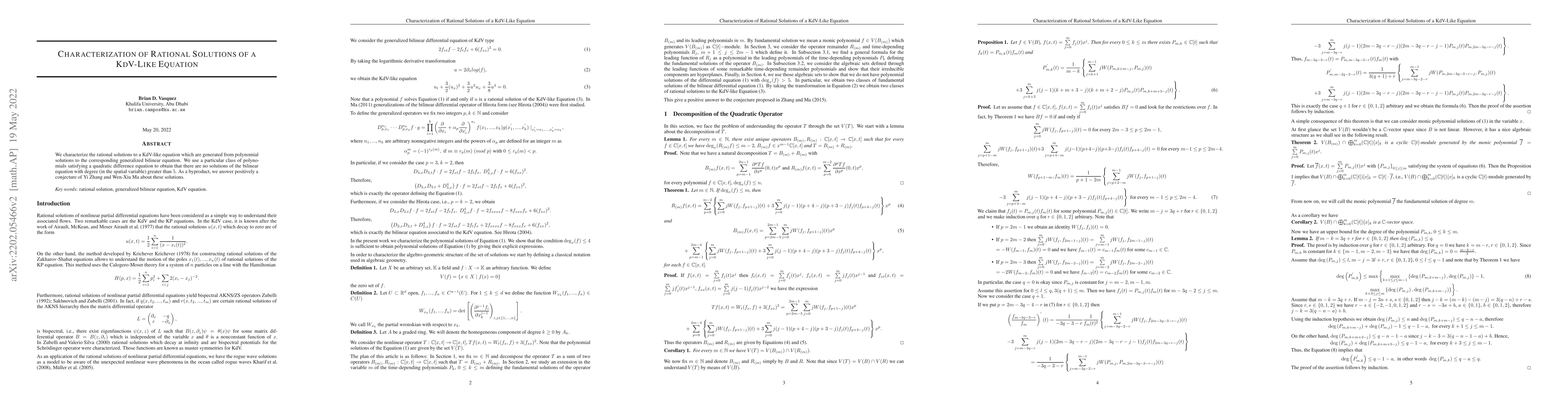 Thumbnail for Characterization of Rational Solutions of a KdV-Like Equation