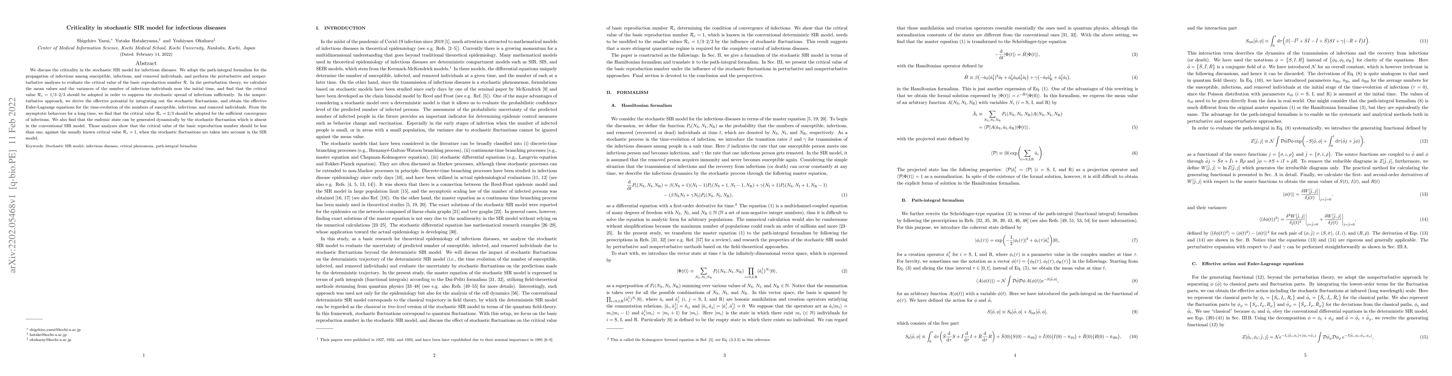 Thumbnail for Criticality in stochastic SIR model for infectious diseases