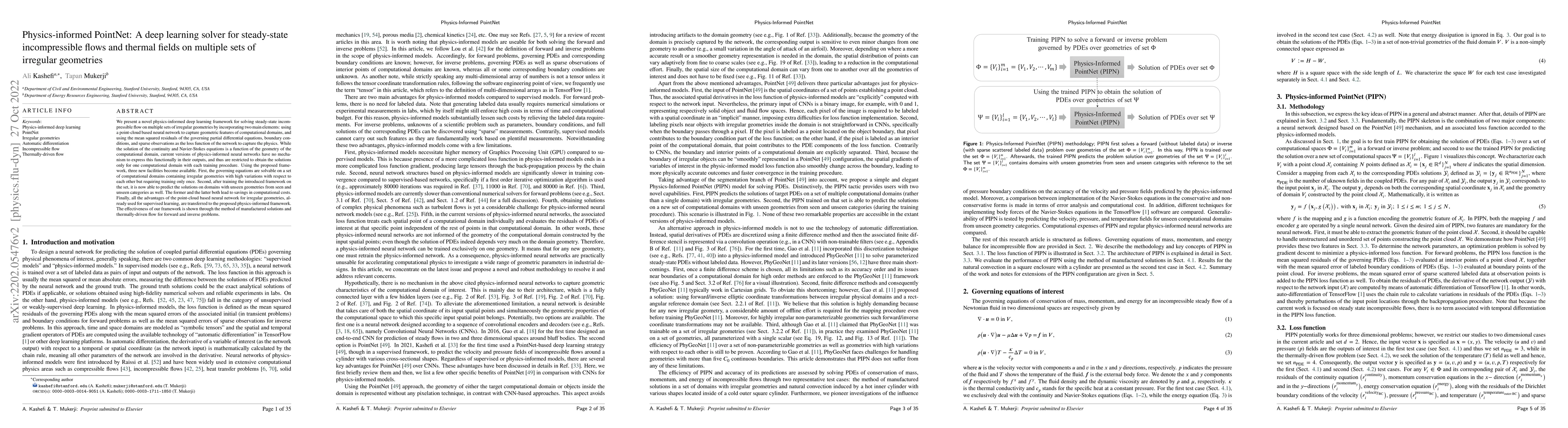 Thumbnail for Physics-informed PointNet: A deep learning solver for steady-state
  incompressible flows and thermal fields on multiple sets of irregular
  geometries