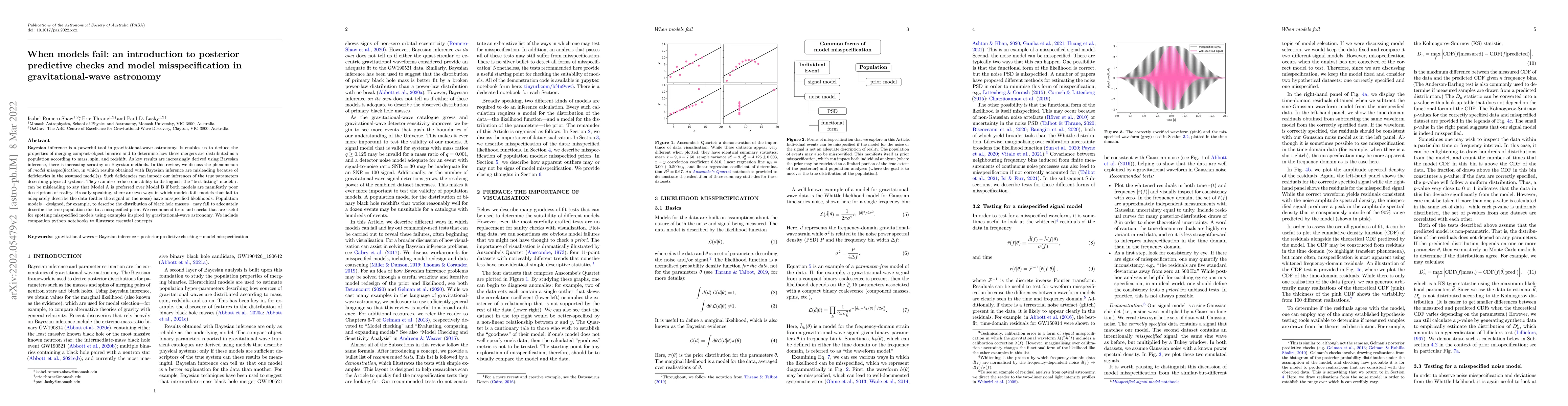 Thumbnail for When models fail: an introduction to posterior predictive checks and
  model misspecification in gravitational-wave astronomy