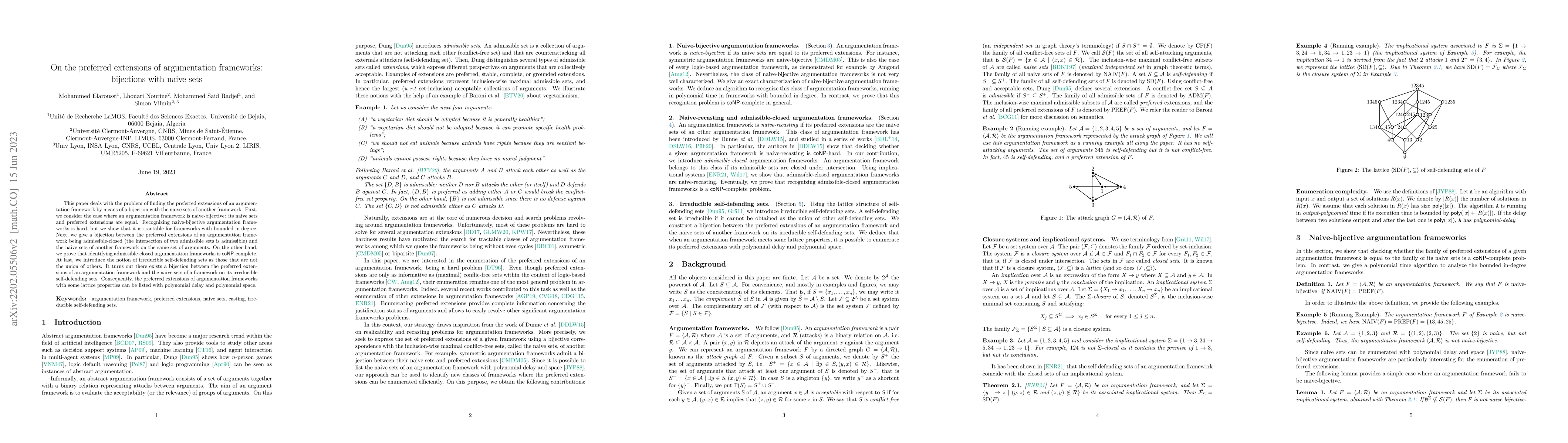 Thumbnail for On the preferred extensions of argumentation frameworks: bijections with
  naive sets