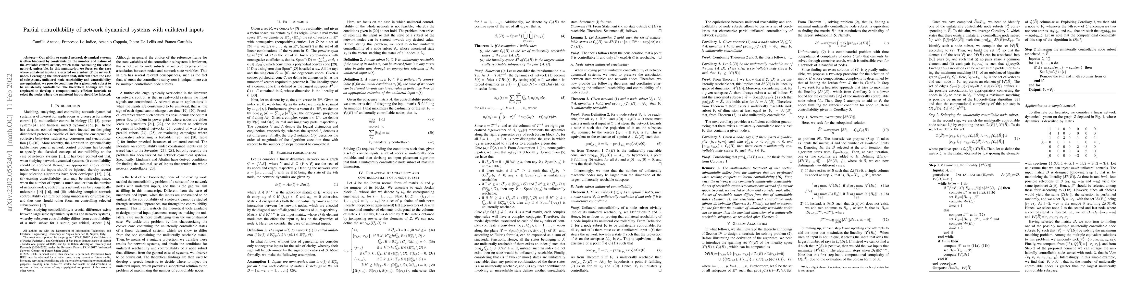 Thumbnail for Partial controllability of network dynamical systems with unilateral
  inputs