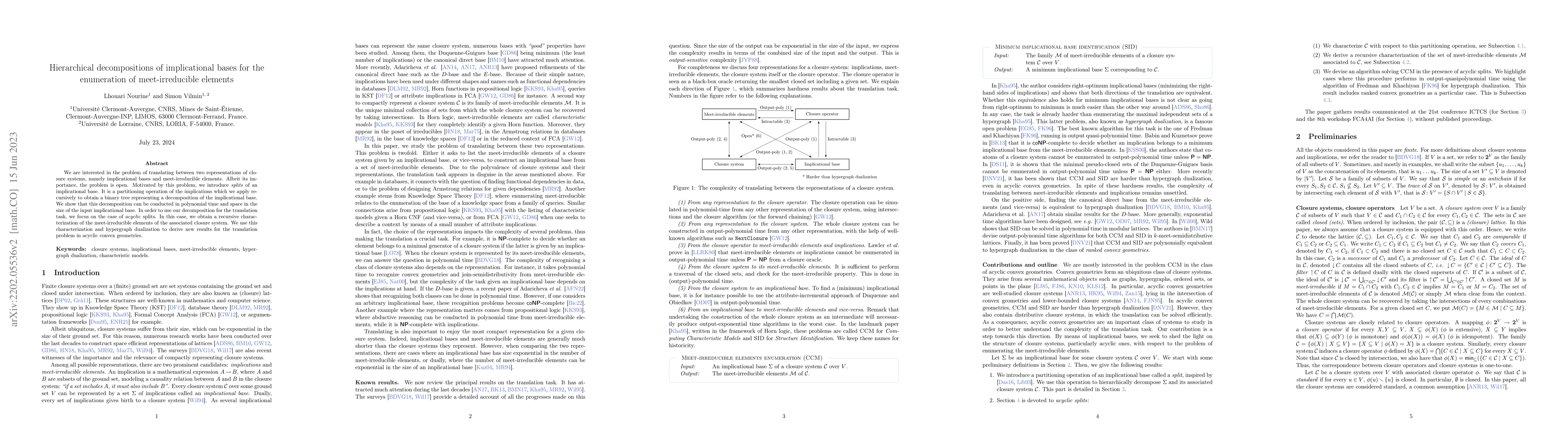 Thumbnail for Hierarchical decompositions of implicational bases for the enumeration
  of meet-irreducible elements