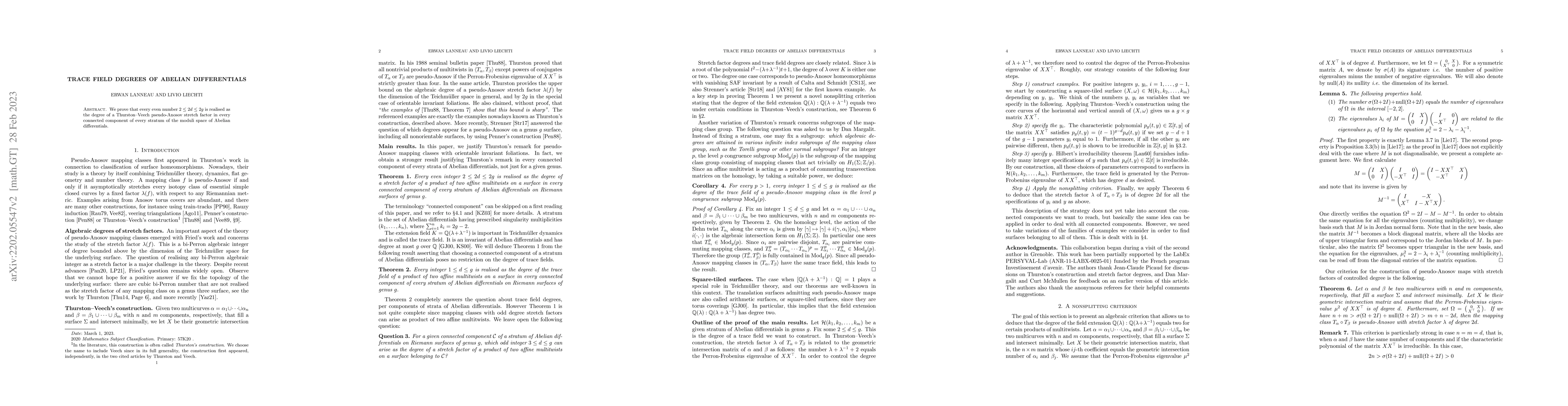 Thumbnail for Trace field degrees of Abelian differentials