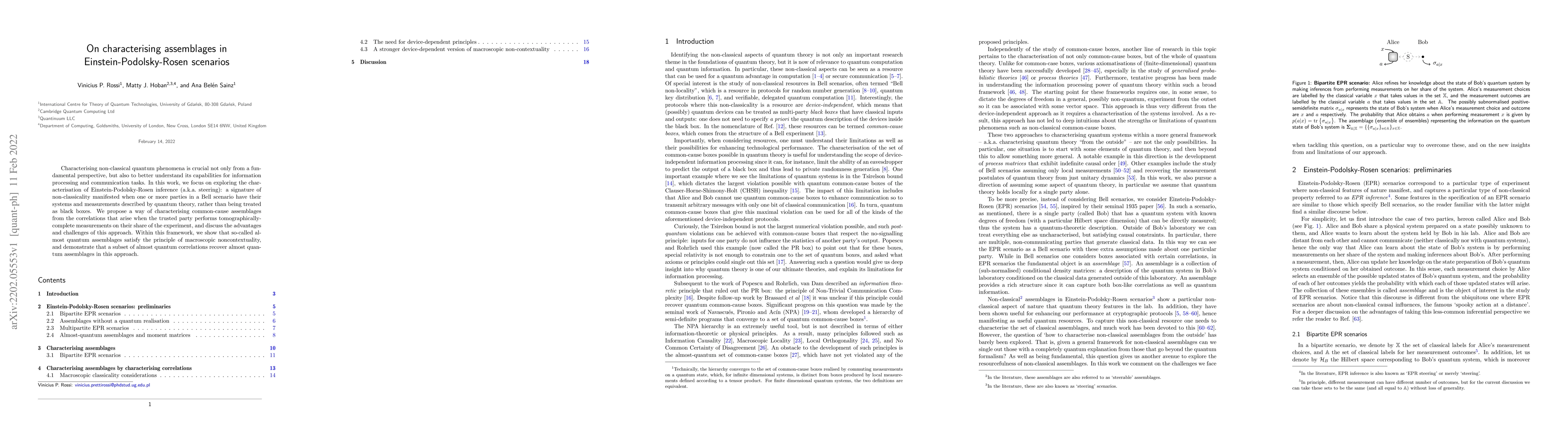 Thumbnail for On characterising assemblages in Einstein-Podolsky-Rosen scenarios