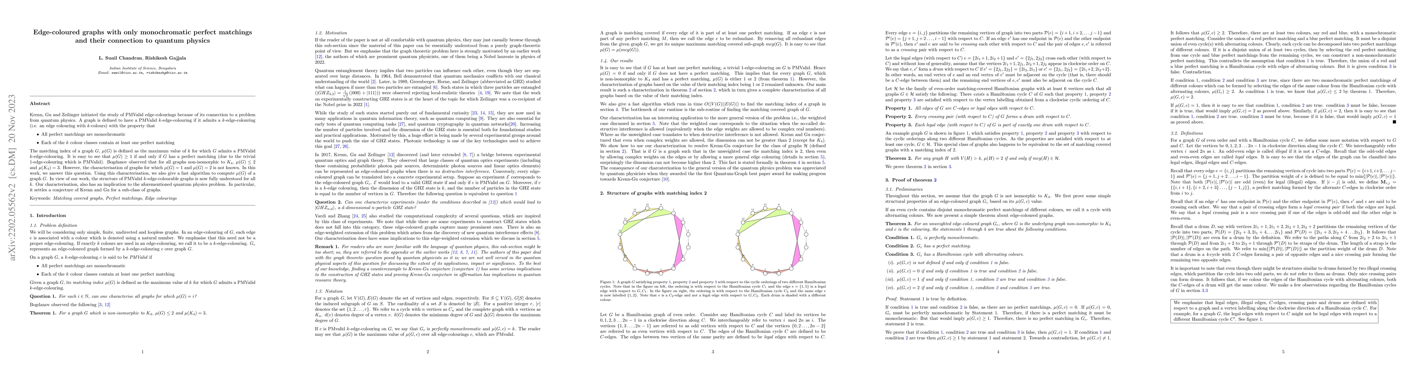 Thumbnail for Edge-coloured graphs with only monochromatic perfect matchings and their
  connection to quantum physics