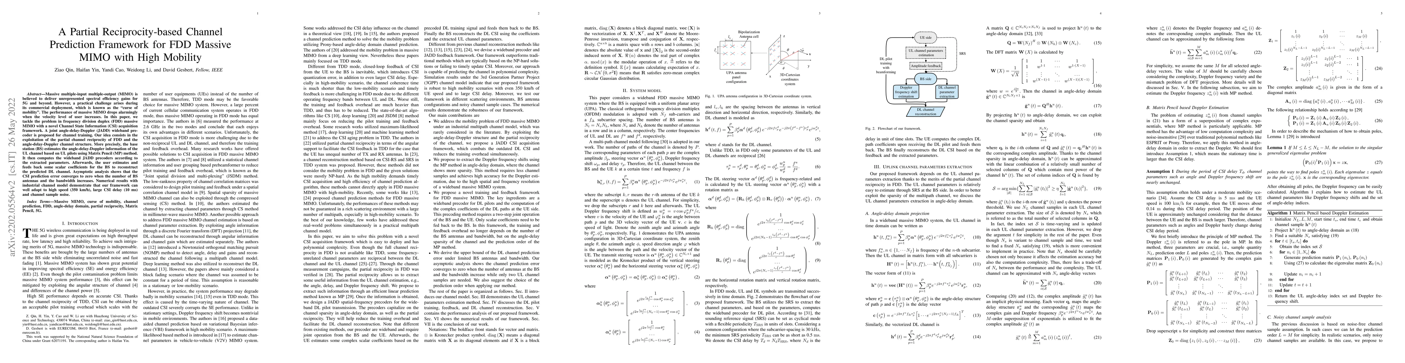 Thumbnail for A Partial Reciprocity-based Channel Prediction Framework for FDD Massive
  MIMO with High Mobility