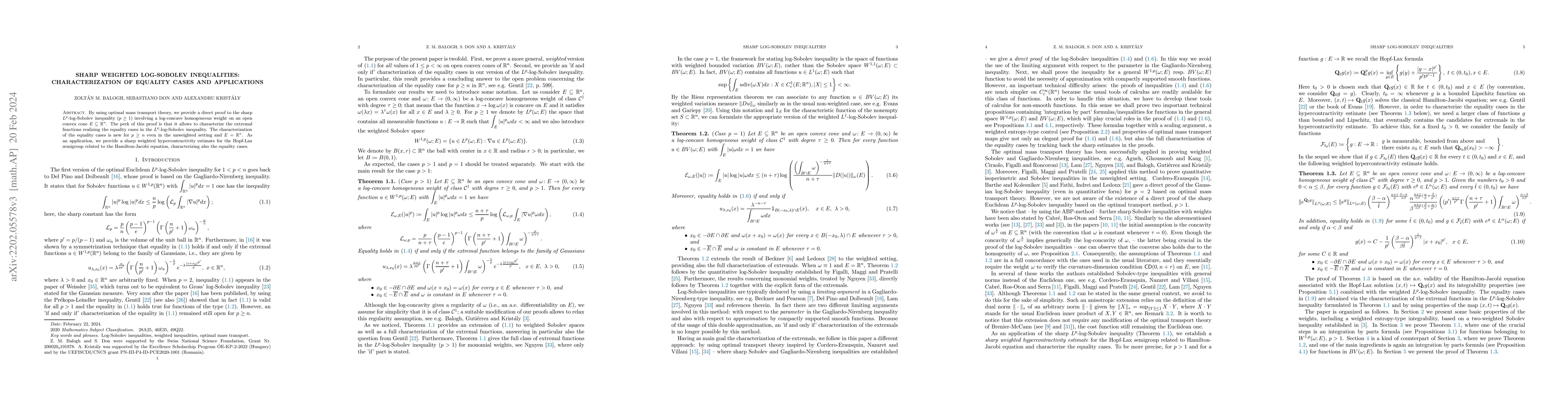 Thumbnail for Sharp weighted log-Sobolev inequalities: characterization of equality
  cases and applications