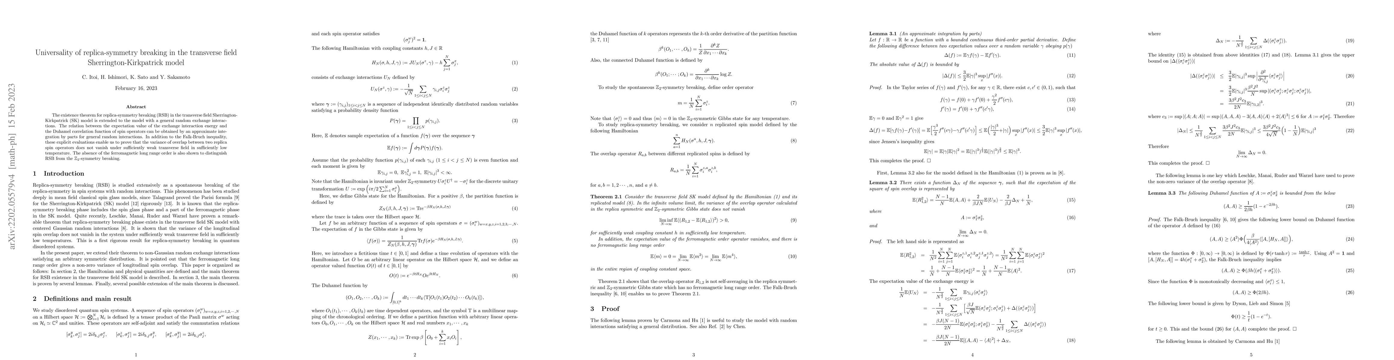 Thumbnail for Universality of replica-symmetry breaking in the transverse field
  Sherrington-Kirkpatrick model