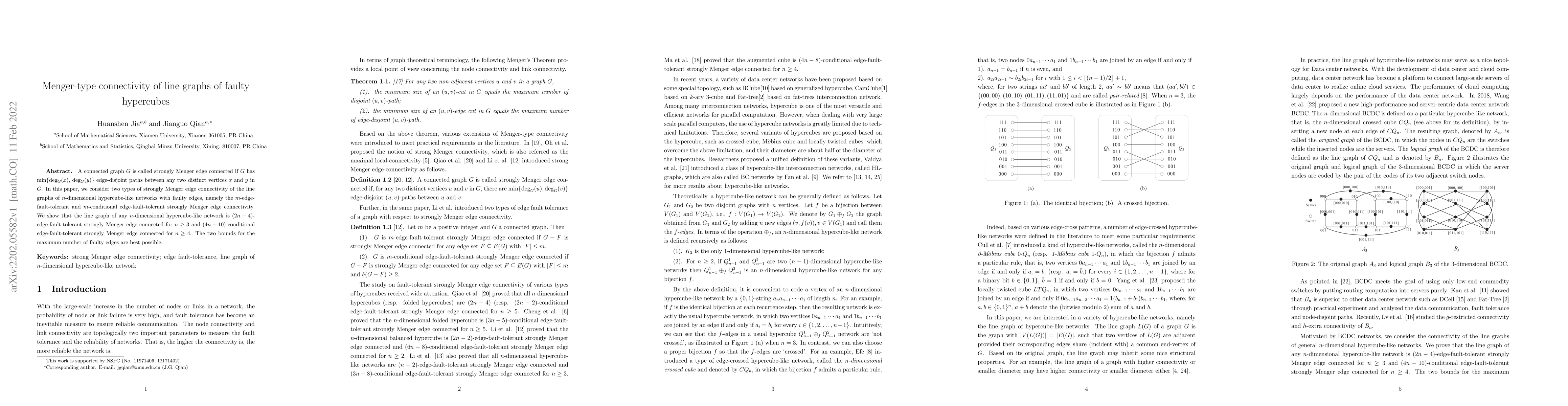 Thumbnail for Menger-type connectivity of line graphs of faulty hypercubes