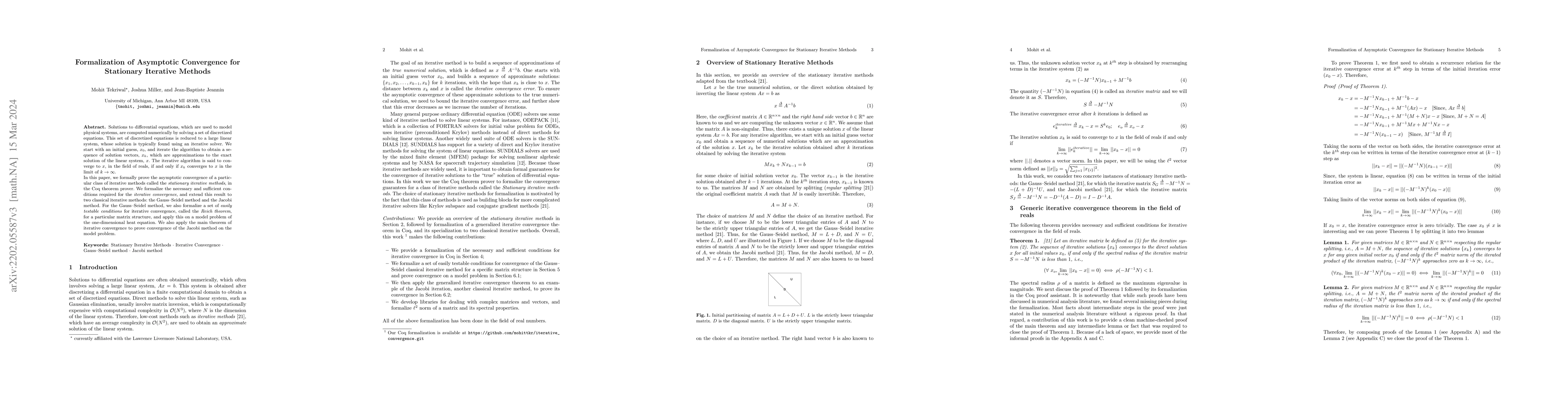 Thumbnail for Formalization of Asymptotic Convergence for Stationary Iterative Methods