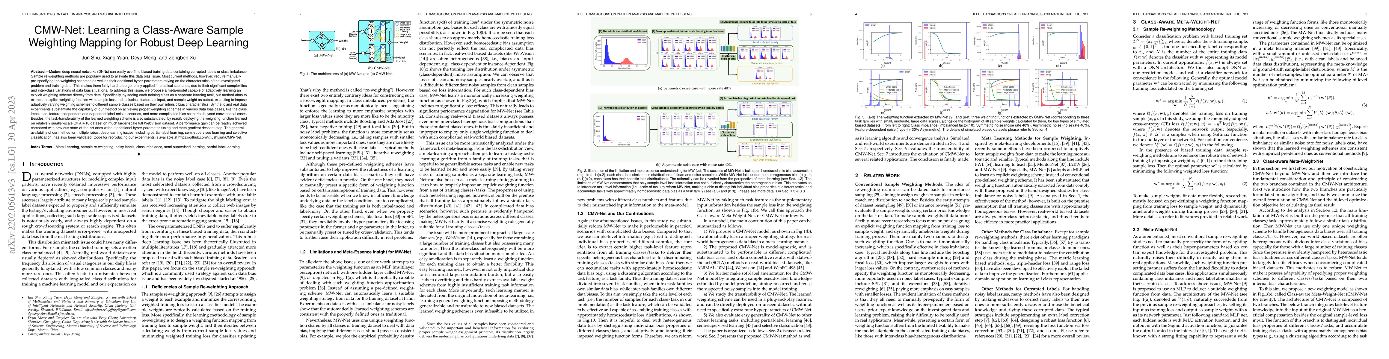 Thumbnail for CMW-Net: Learning a Class-Aware Sample Weighting Mapping for Robust Deep
  Learning