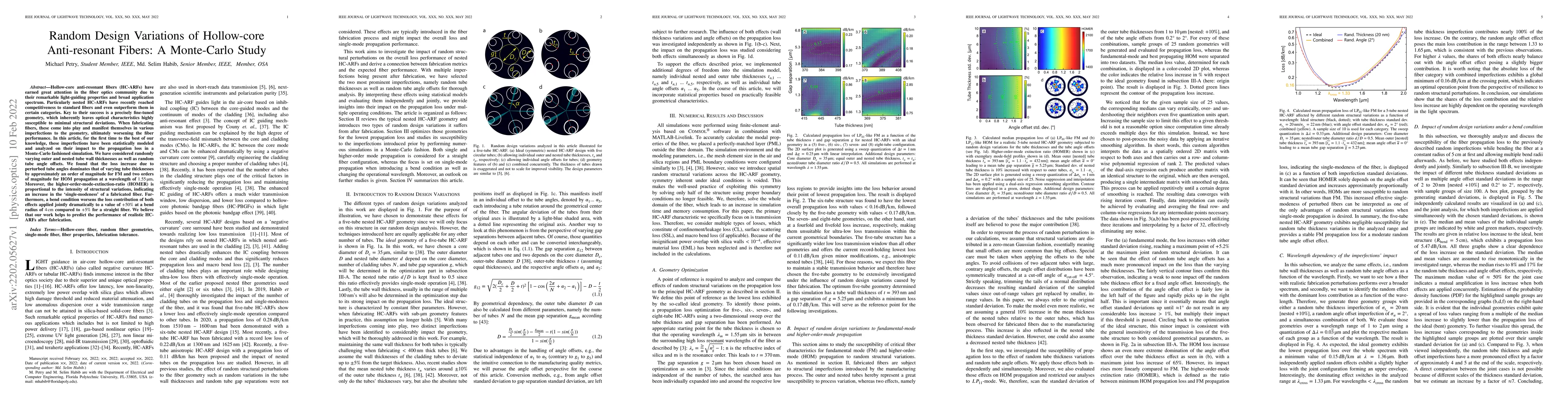Thumbnail for Random Design Variations of Hollow-core Anti-resonant Fibers: A
  Monte-Carlo Study